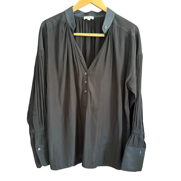A.L.C. | Black Paulina Top Oversized Cuff Popover Shirt Blouse | Size 6 Boho - Picture 2 of 7